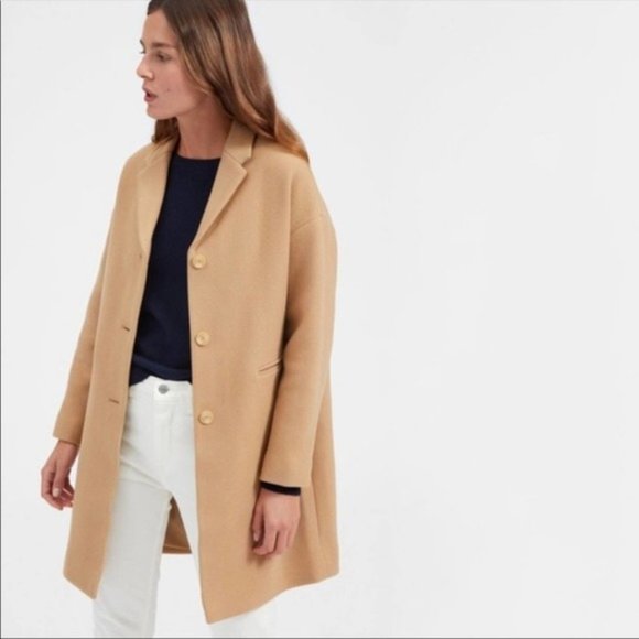 EVERLANE Cocoon Tan Wool Blend Coat Camel Sz 4 - Picture 2 of 11